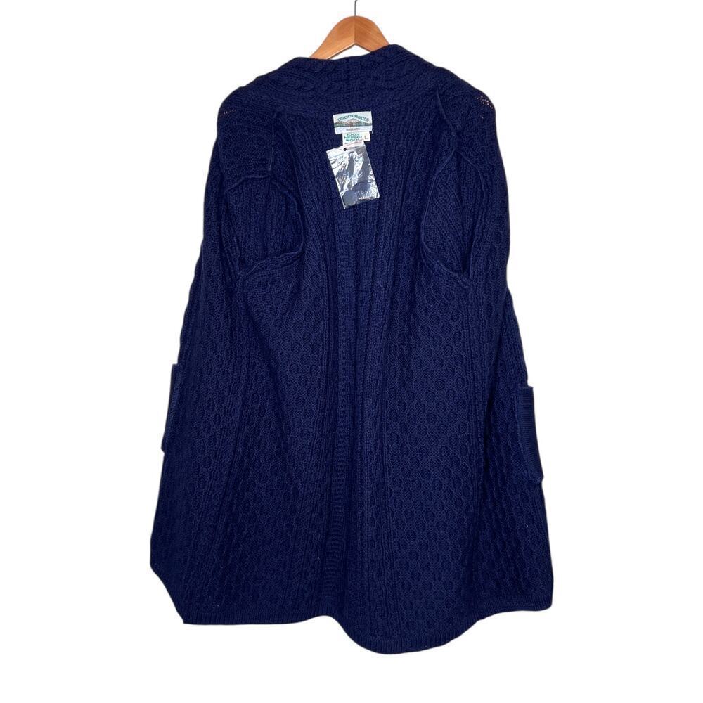 Aran Crafts 100% Merino Wool Cable Knit Coatigan In Navy Blue Women’s Large — image 5 of 8